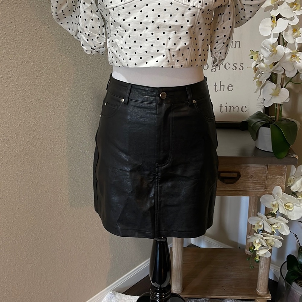 Black Faux Leather Mini Skirt
